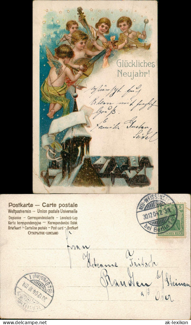 Motiv: Engel Angel Mit Instrumenten Neujahr Sylvester New Year 1904 - Other & Unclassified