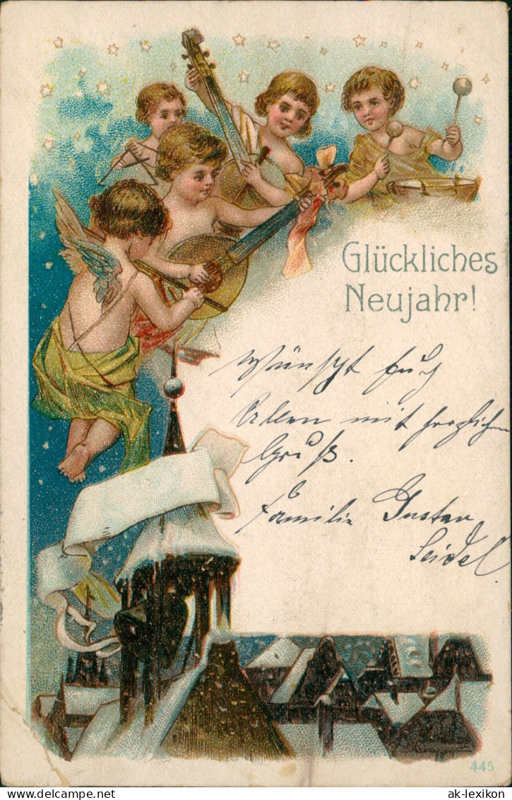 Motiv: Engel Angel Mit Instrumenten Neujahr Sylvester New Year 1904 - Other & Unclassified