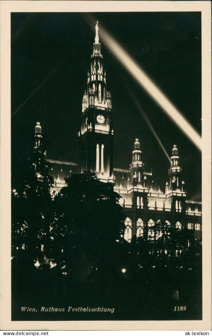 Ansichtskarte Wien Rathaus Festbeleuchtung 1932 - Otros & Sin Clasificación