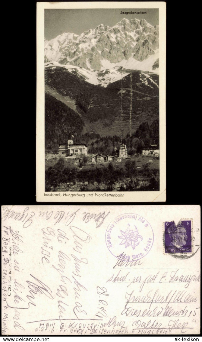 Ansichtskarte Innsbruck Hungerburg Und Nordkettenbahn 1941 - Innsbruck