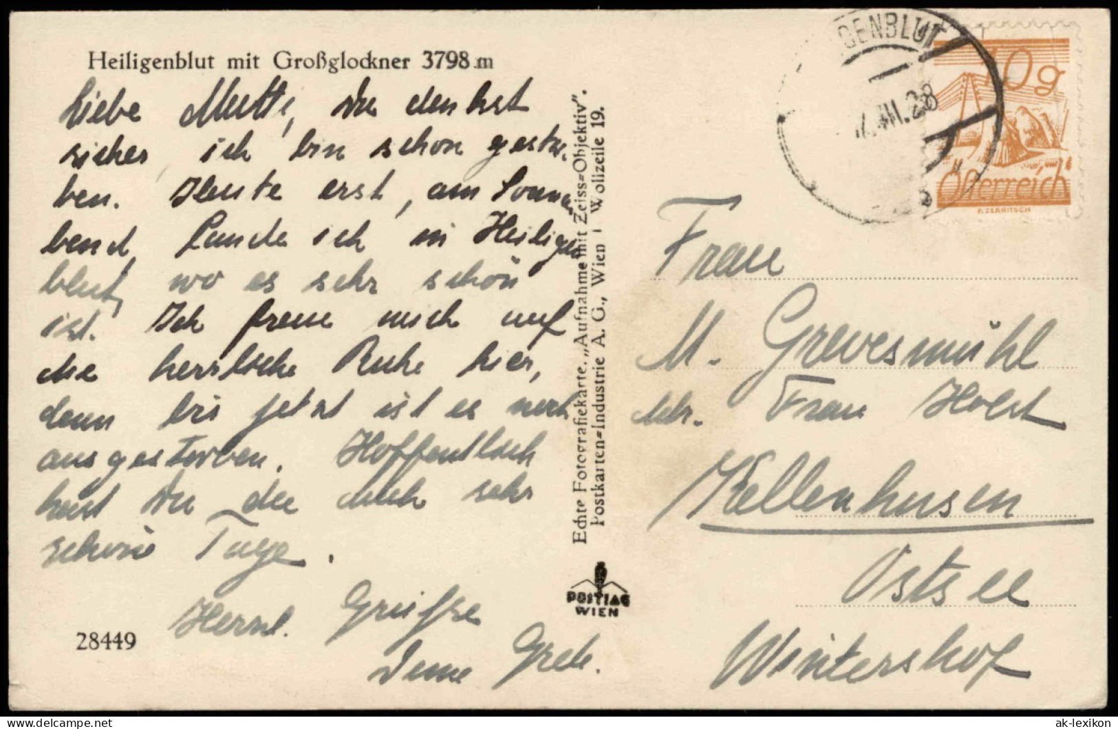 Ansichtskarte Heiligenblut Am Großglockner Mit Großglockner 3798 M 1928 - Autres & Non Classés
