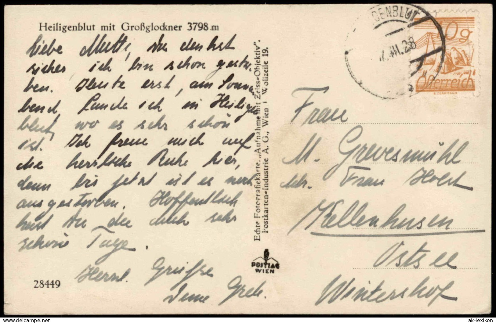 Ansichtskarte Heiligenblut Am Großglockner Mit Großglockner 3798 M 1928 - Other & Unclassified