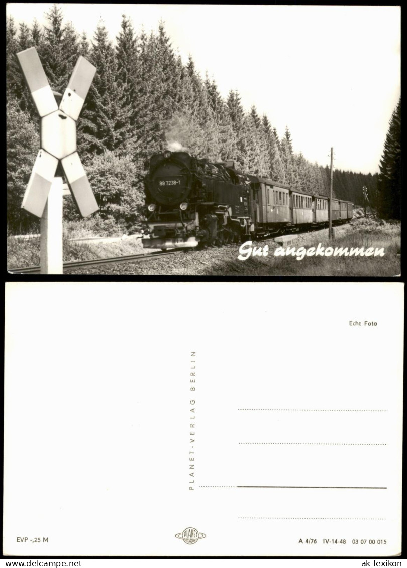 Ansichtskarte  Dampflokomotive - Eisenbahn - Gut Angekommen 1976 - Trains