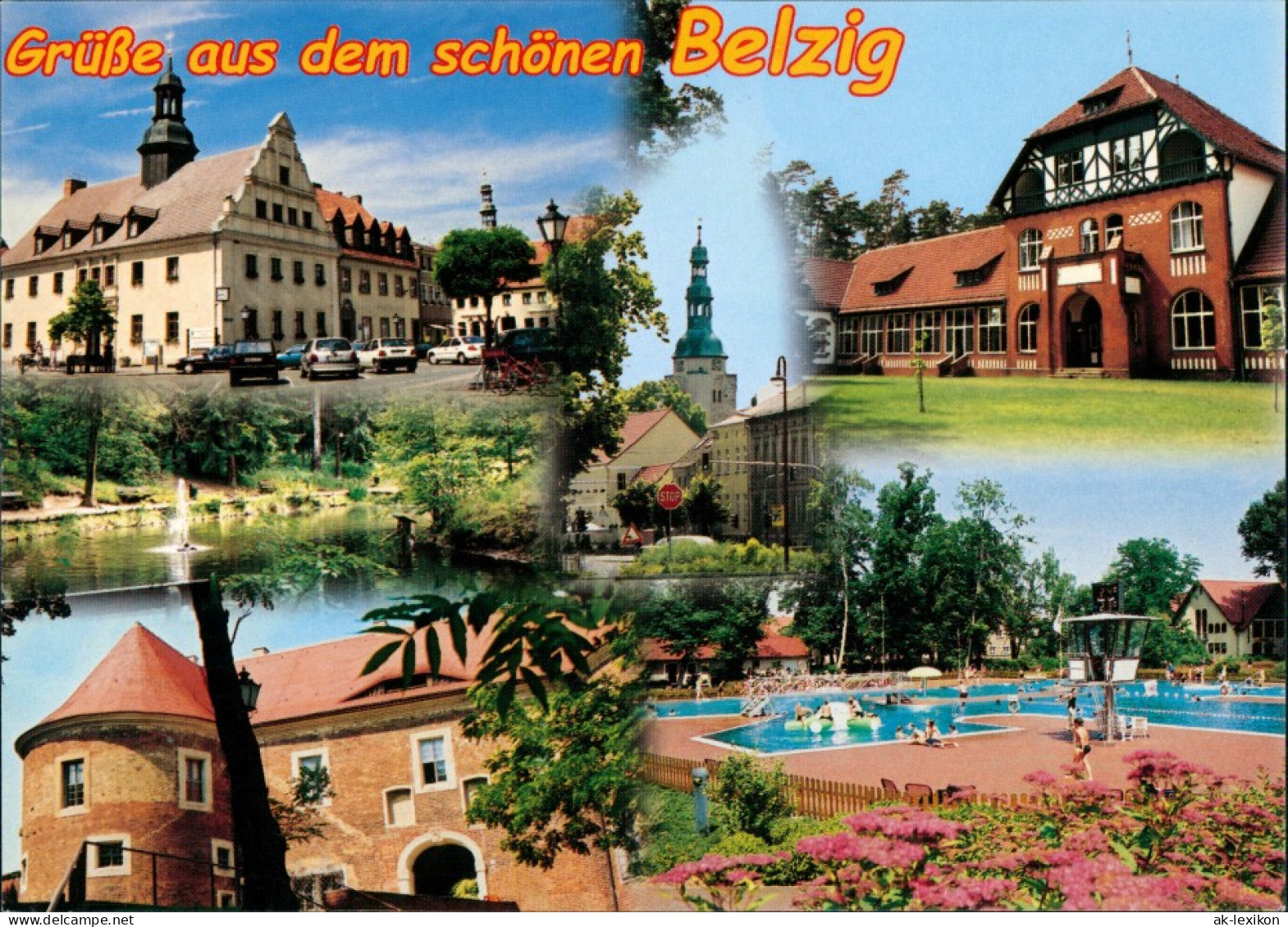 Ansichtskarte Bad Belzig Rathaus, Kirche, Schwimmbad, Burg 1995 - Other & Unclassified