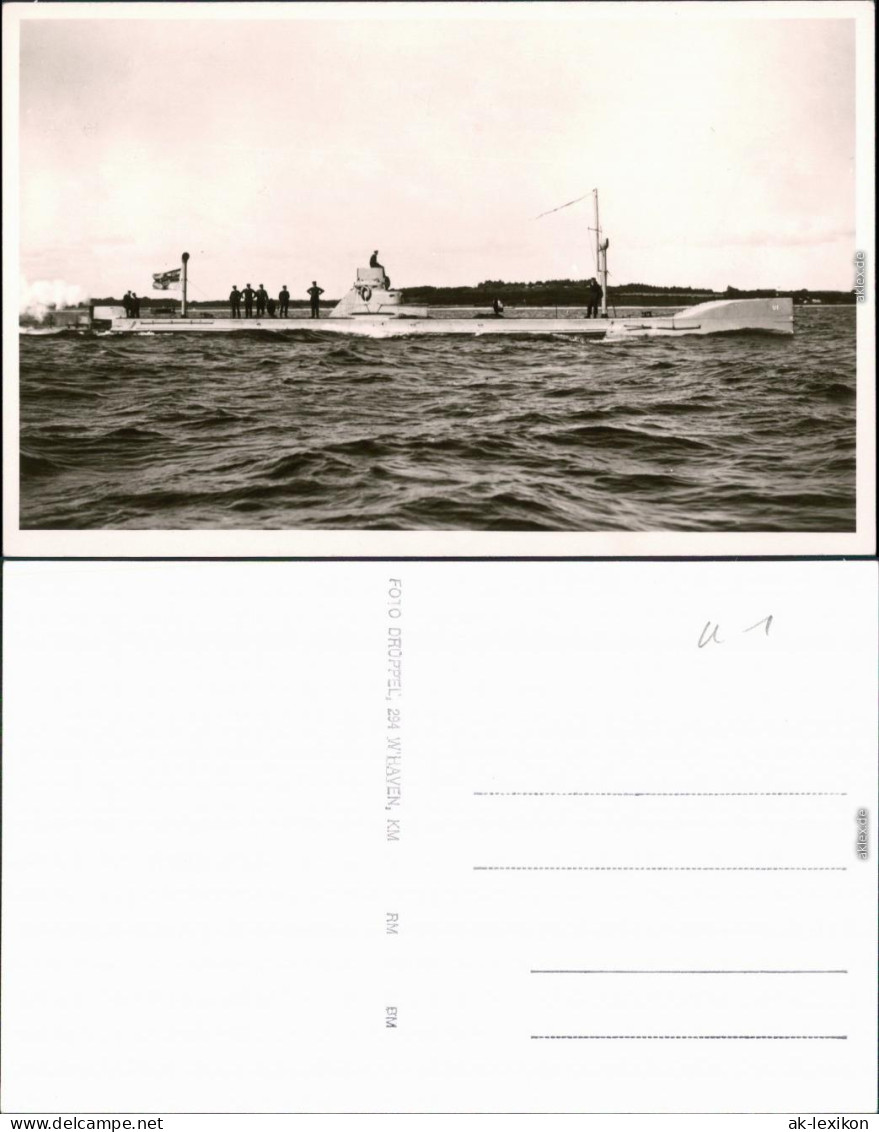  Schiffe/Schifffahrt - U-Boote/Unterseeboote - U 1 1938 Privatfoto - Submarines