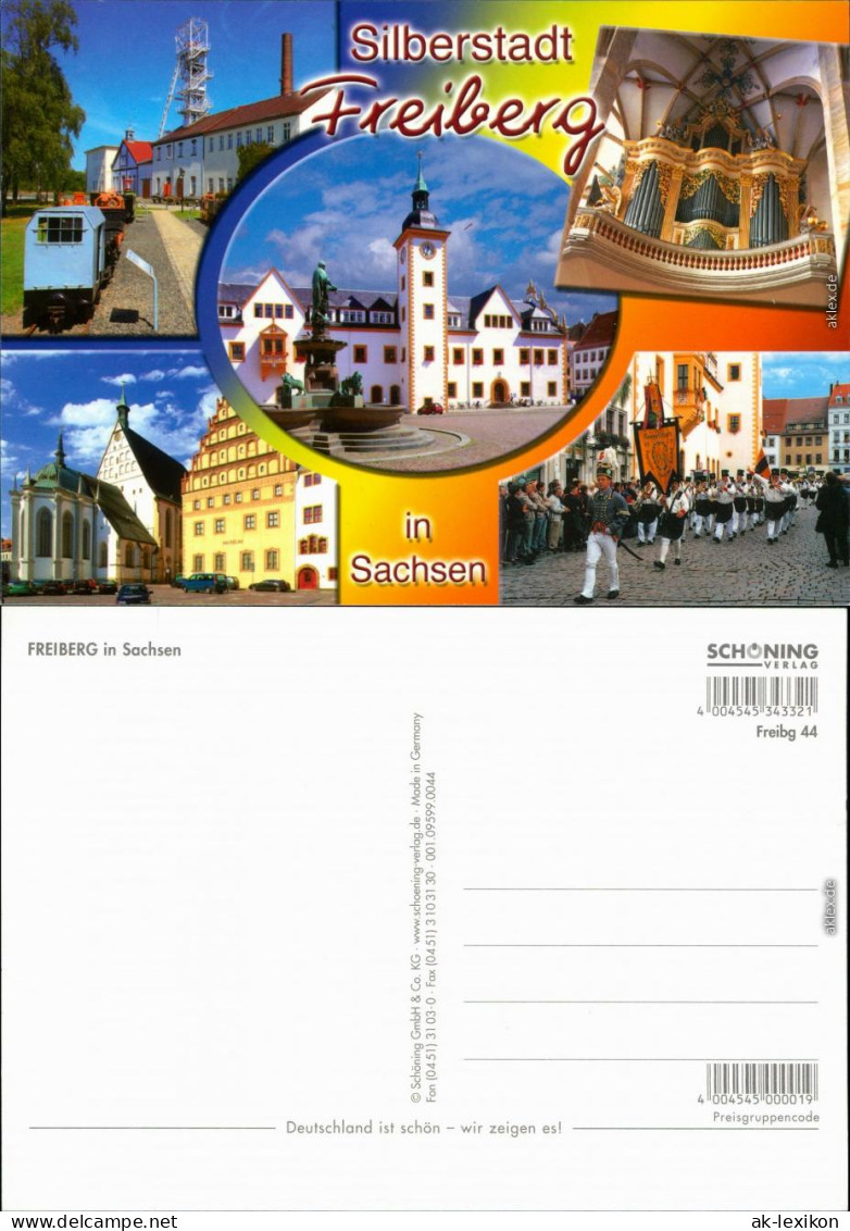 Freiberg (Sachsen) Kirche, Rathaus, Umzug, Brunnen Mit Denkmal 2000 - Freiberg (Sachsen)