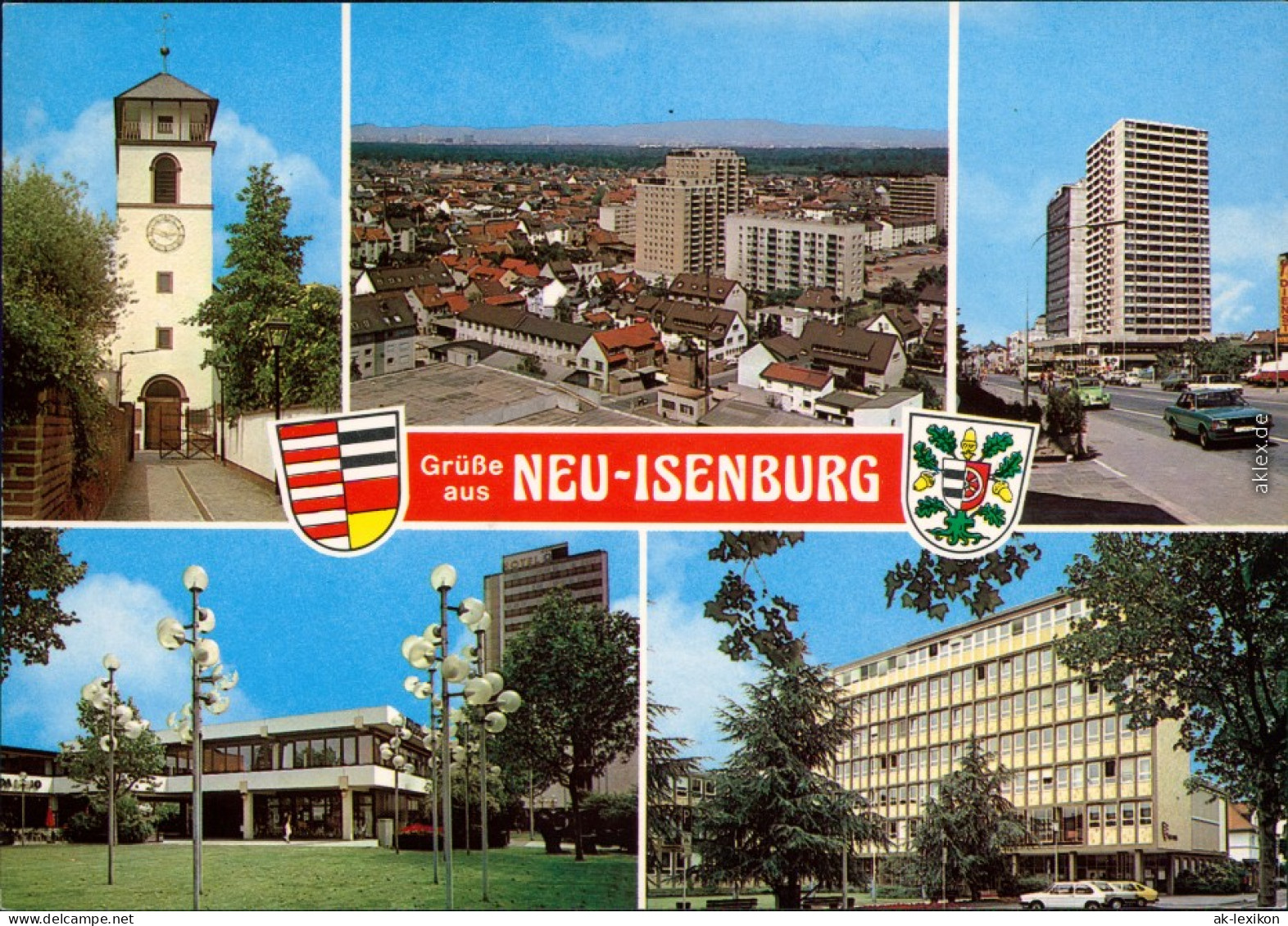 Ansichtskarte Neu-Isenburg Kirche, Überblick, Ortsmotive Uvm. 1989 - Neu-Isenburg