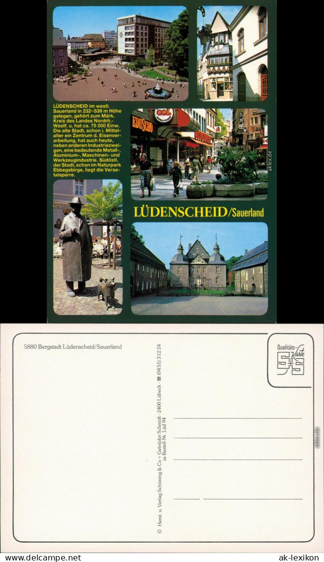 Ansichtskarte Lüdenscheid Platz, Fachwerkhaus, Plastik, Schloß 1995 - Luedenscheid