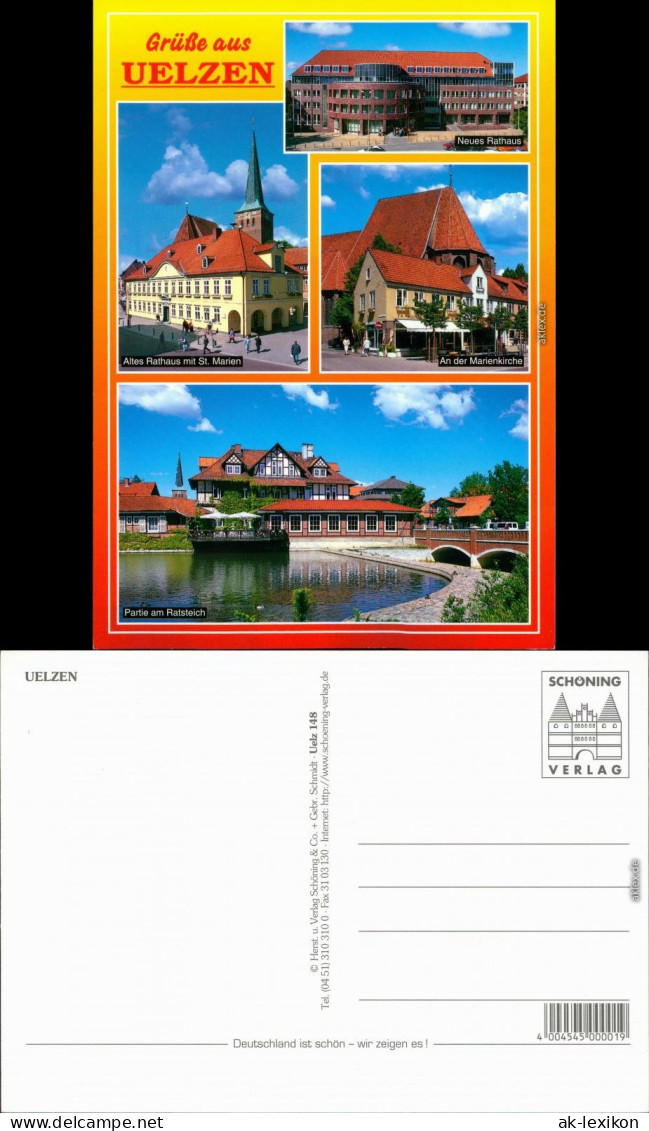 Uelzen Neues Rathaus, Altes Rathaus, Marienkirche, Ratsteich 1995 - Uelzen