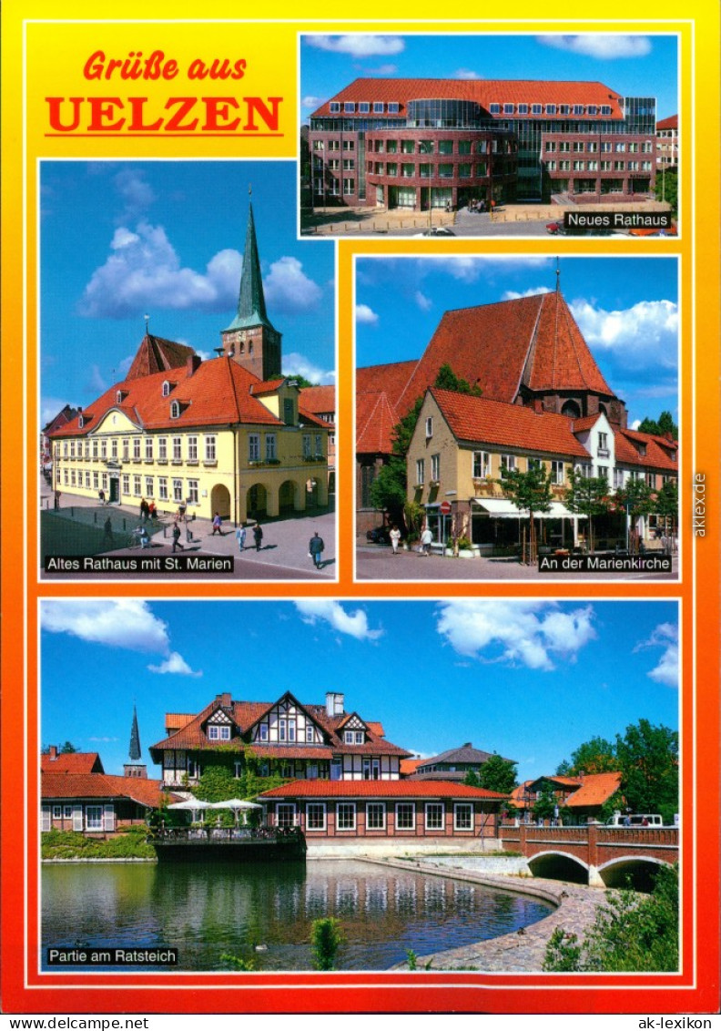 Uelzen Neues Rathaus, Altes Rathaus, Marienkirche, Ratsteich 1995 - Uelzen
