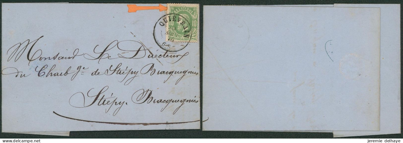 émission 1869 - N°30 Sur LAC Obl Double Cercle "Quiévrain" (Fraude Postale, St-Sauve Nord, Fabricant) > Strepy. - 1869-1883 Léopold II