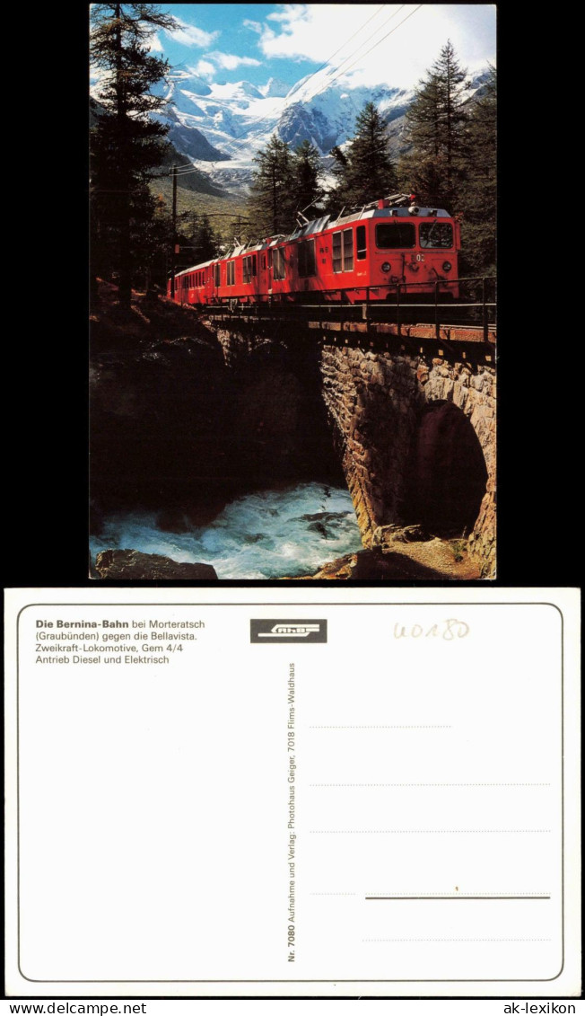 Eisenbahn Schweiz: Bernina-Bahn Morteratsch (Graubünden)   Die Bellavista. 1980 - Trains