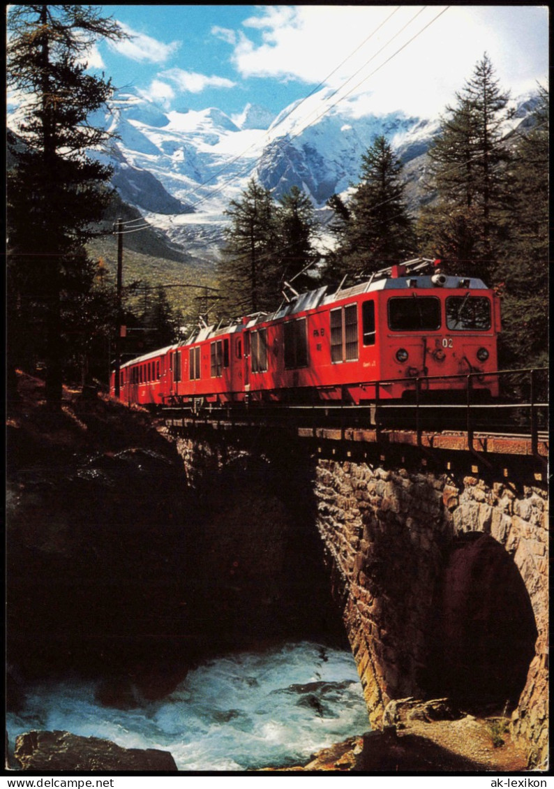 Eisenbahn Schweiz: Bernina-Bahn Morteratsch (Graubünden)   Die Bellavista. 1980 - Trains