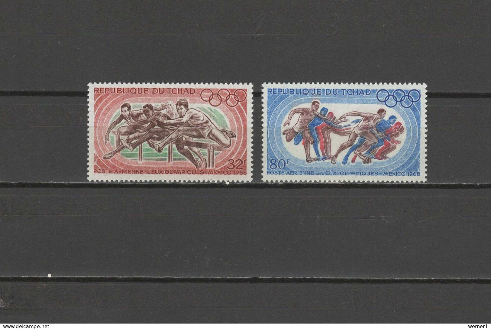 Chad - Tchad 1968 Olympic Games Mexico, Athletics Set Of 2 MNH - Summer 1968: Mexico City