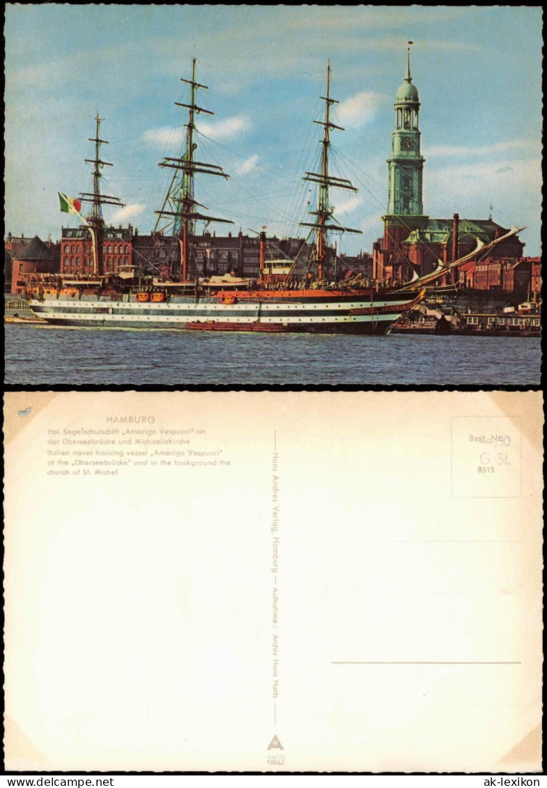 Hamburg Hafen Mit Segelschulschiff Amerigo Vespucci An Der Überseebrücke 1970 - Other & Unclassified