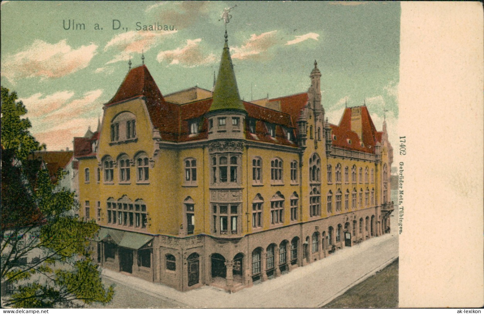 Ansichtskarte Ulm A. D. Donau Straßenpartie, Saalbau 1909 - Ulm