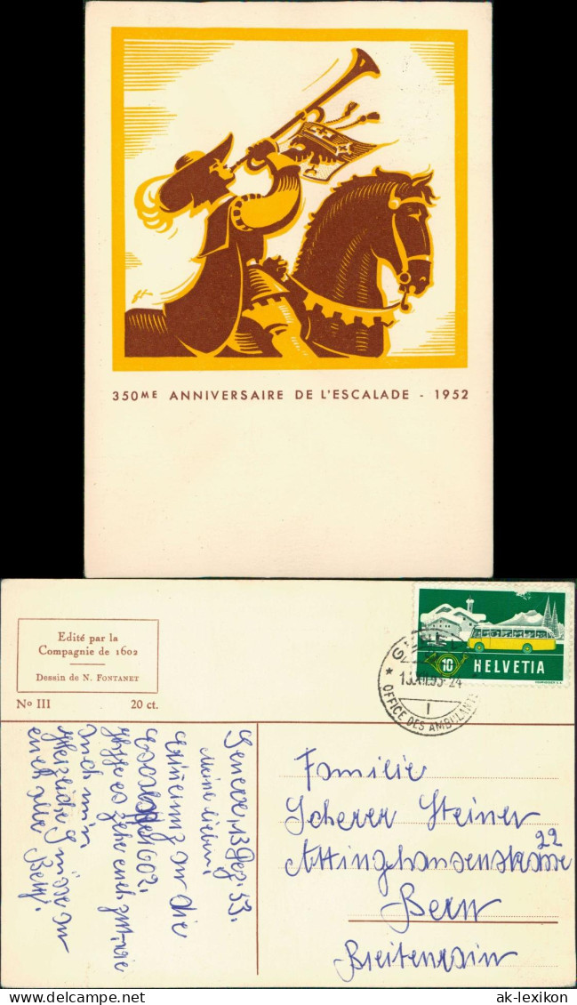 Ansichtskarte  350ME ANNIVERSAIRE DE L'ESCALADE Schweiz Helvetia 1952 - Non Classés