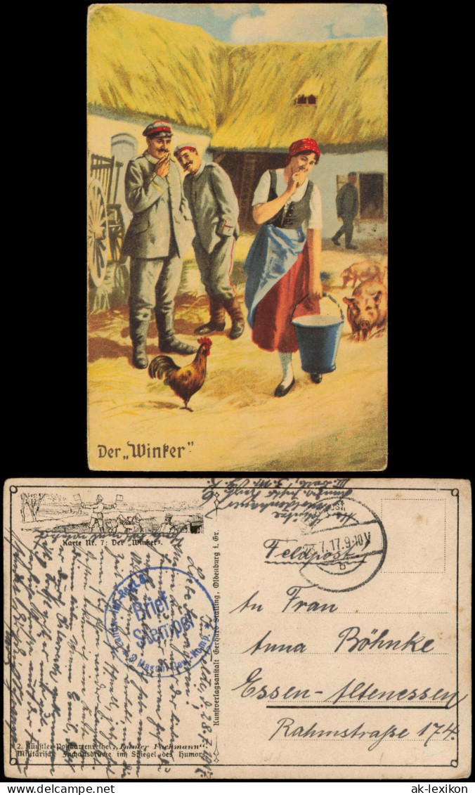 Ansichtskarte Soldaten WK1 1917   Feldpost (Briefstempel + Blindstempel) - War 1914-18