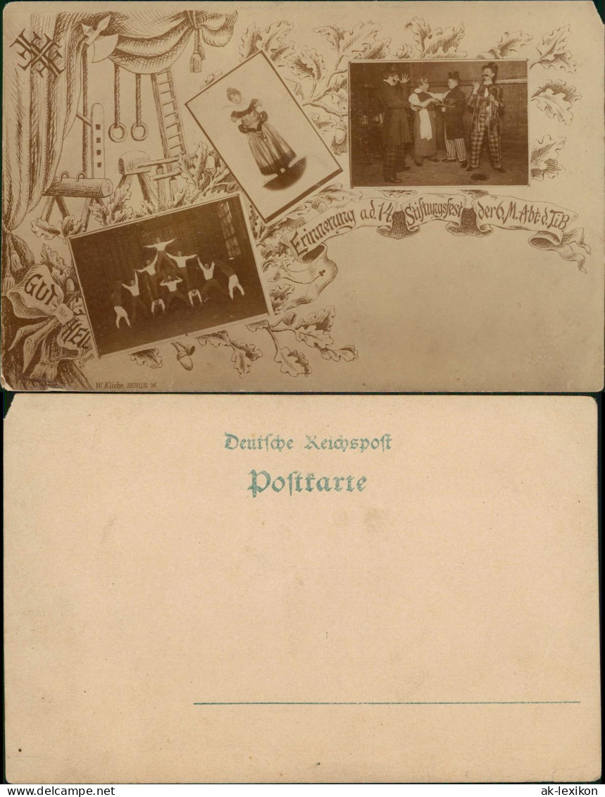 Ansichtskarte Berlin 14. Stiftungsfest Der 6.M.Abt.:d.TiB Turner 1908 - Autres & Non Classés