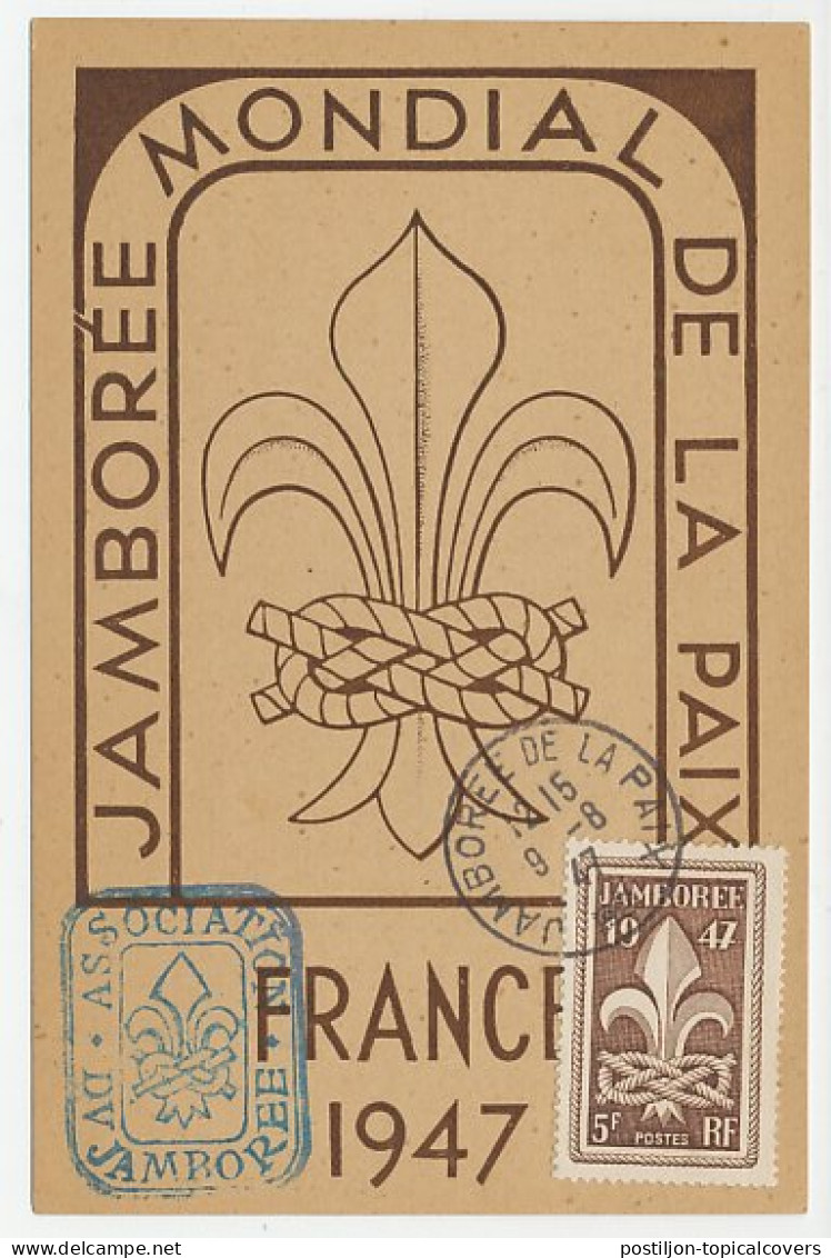 Maximum Card France 1947 World Jamboree France - Peace - Autres & Non Classés