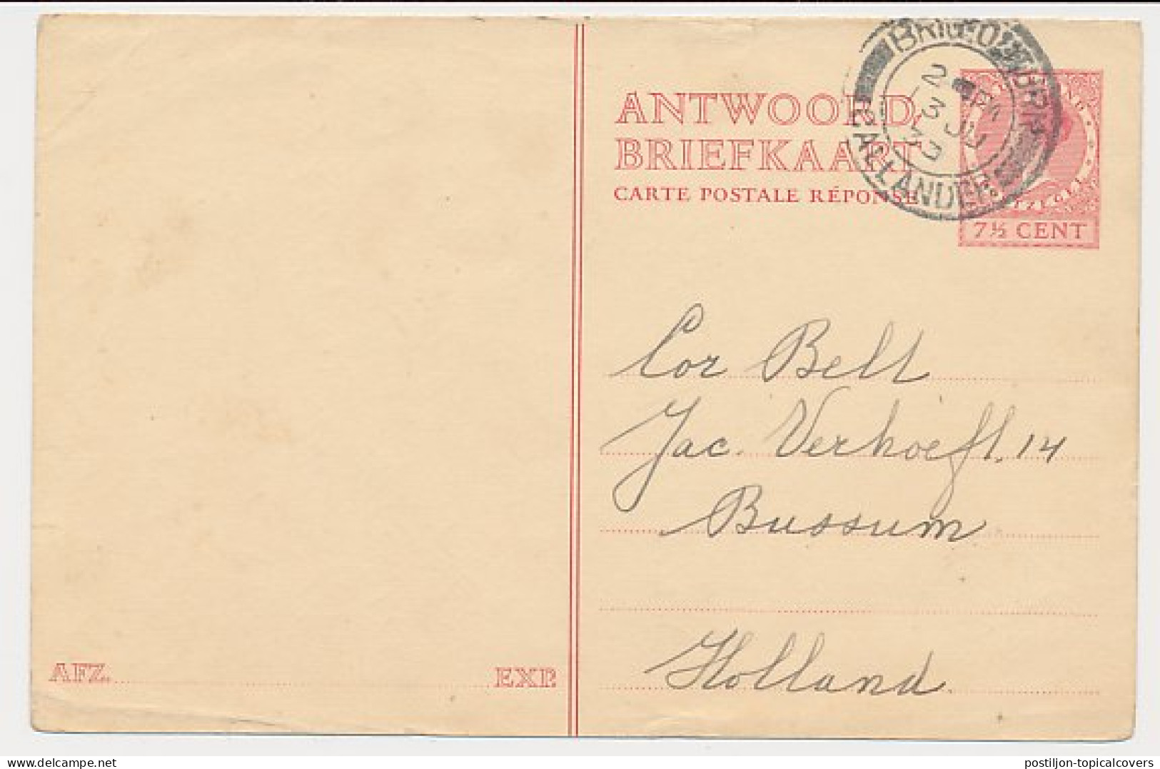 Briefkaart G. 225 A-krt. Brig O Turk GB / UK - Bussum 1933 - Postal Stationery