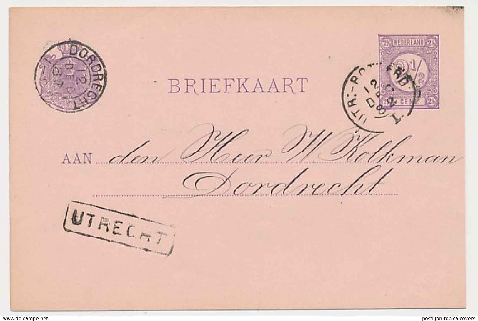 Trein Haltestempel Utrecht 1882 - Lettres & Documents