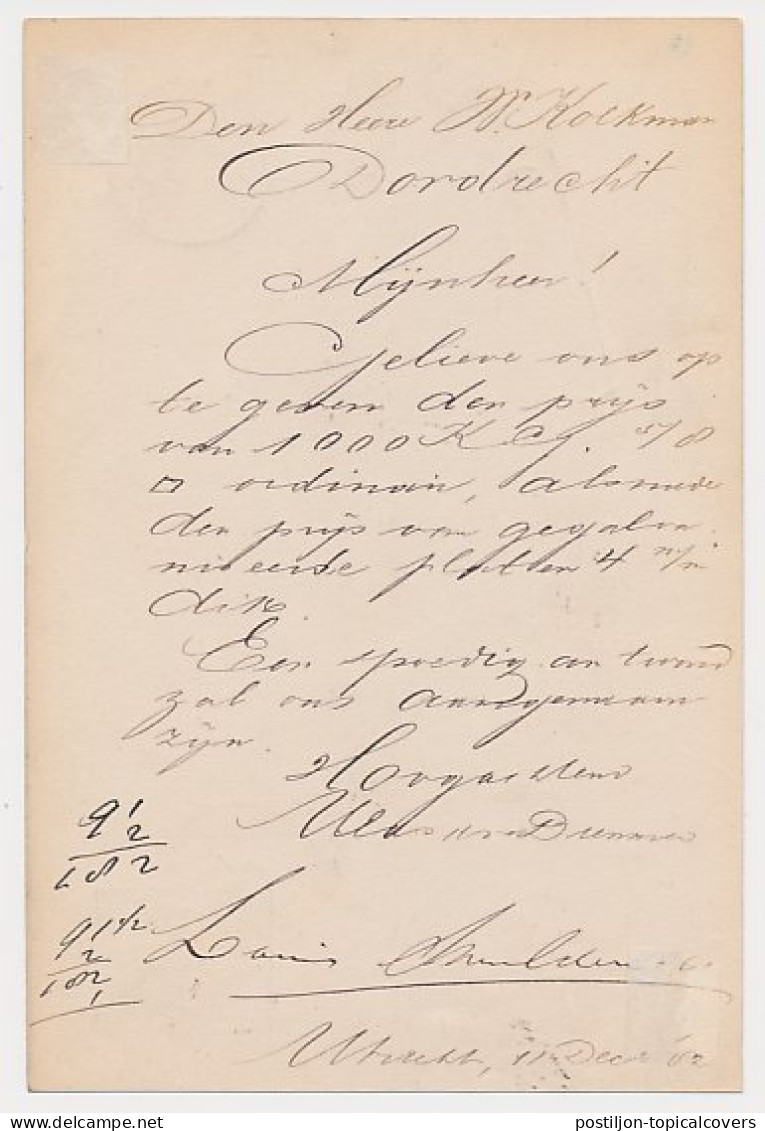 Trein Haltestempel Utrecht 1882 - Lettres & Documents