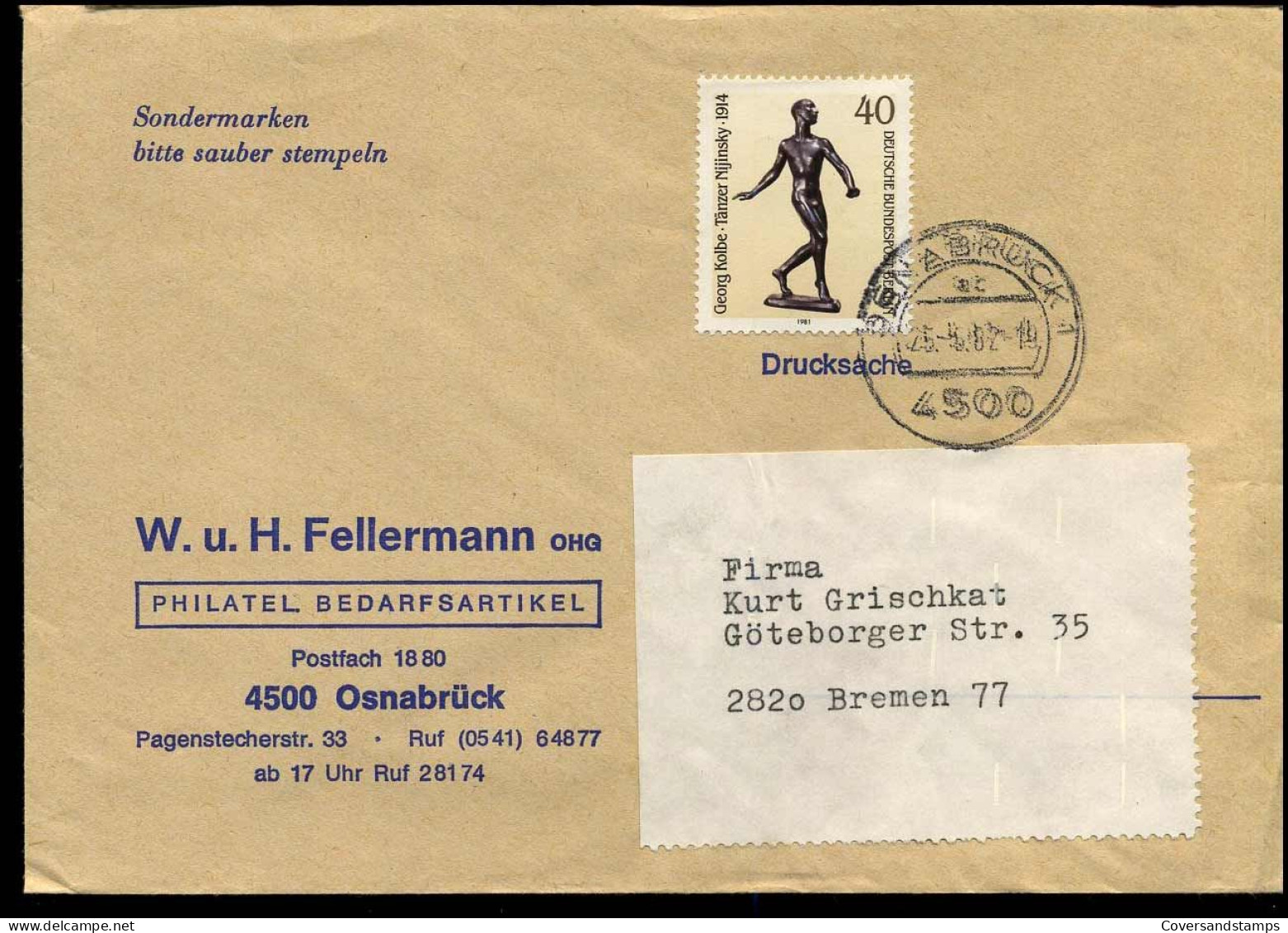 Cover To Bremen - "W.u.H. Fellermann Ohg, Osnabrück" - Lettres & Documents