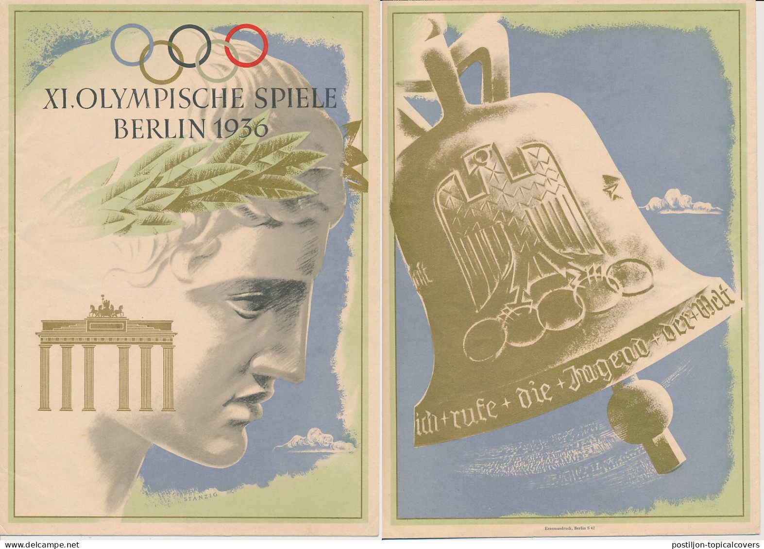 Telegram Germany 1936 - Schmuckblatt Telegramme Olympic Games Berlin 1936 - Brandenburger Tor - Clock - Autres & Non Classés