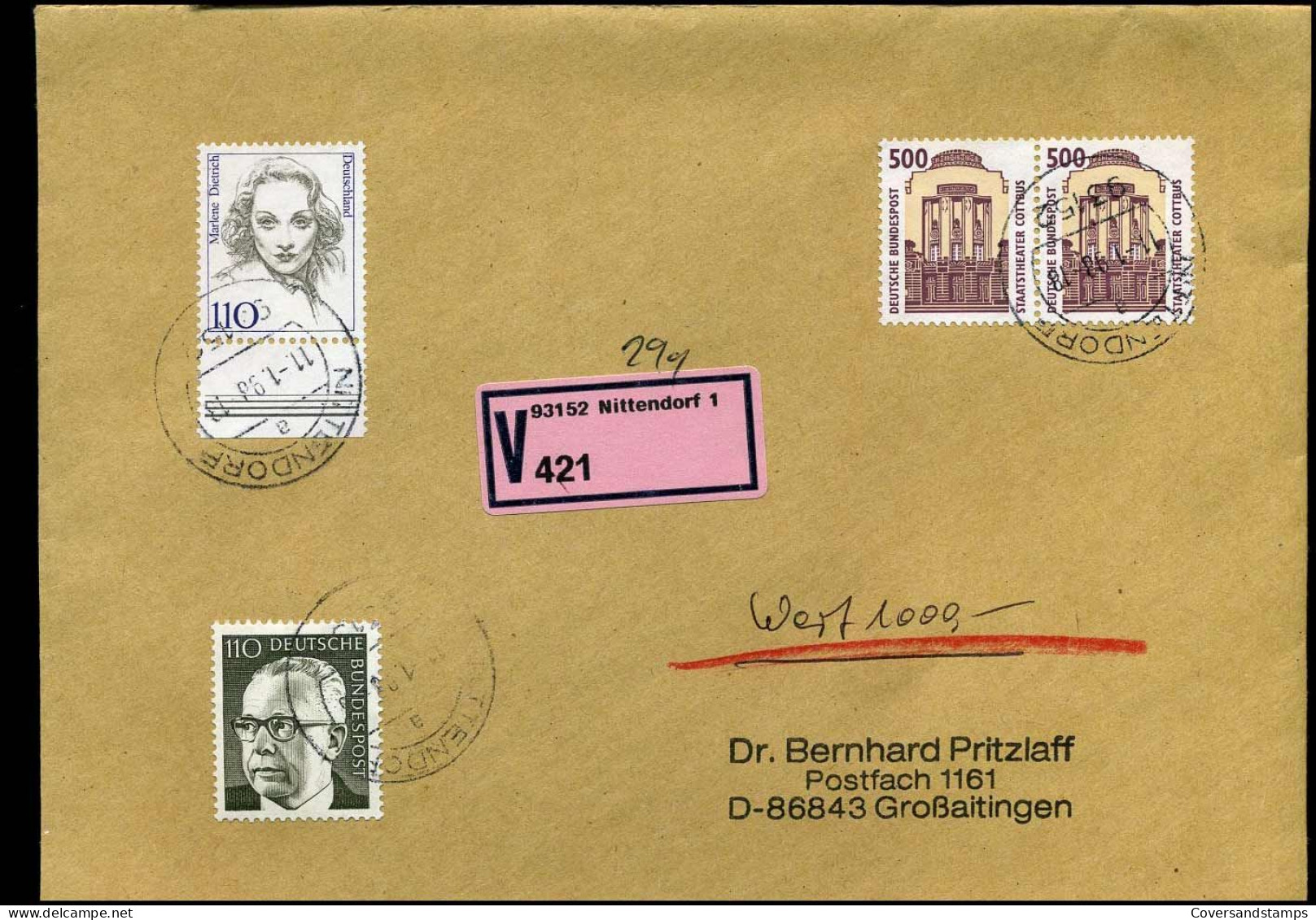 Registered Cover To Grossaitingen - Briefe U. Dokumente