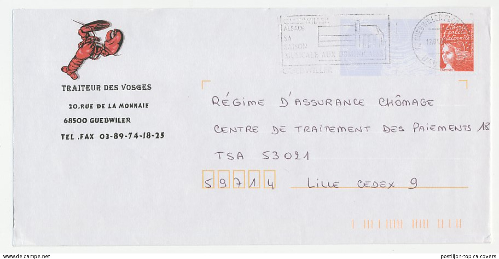 Postal Stationery / PAP France 2001 Lobster - Vie Marine