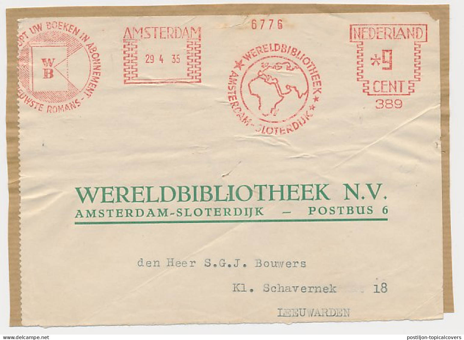 Meter Address Label Netherlands 1935 Books - World Library - Unclassified