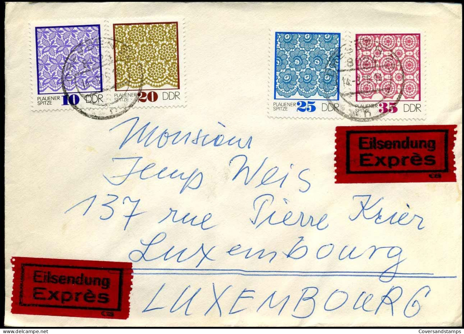 Expres Cover To Luxemburg - Covers & Documents