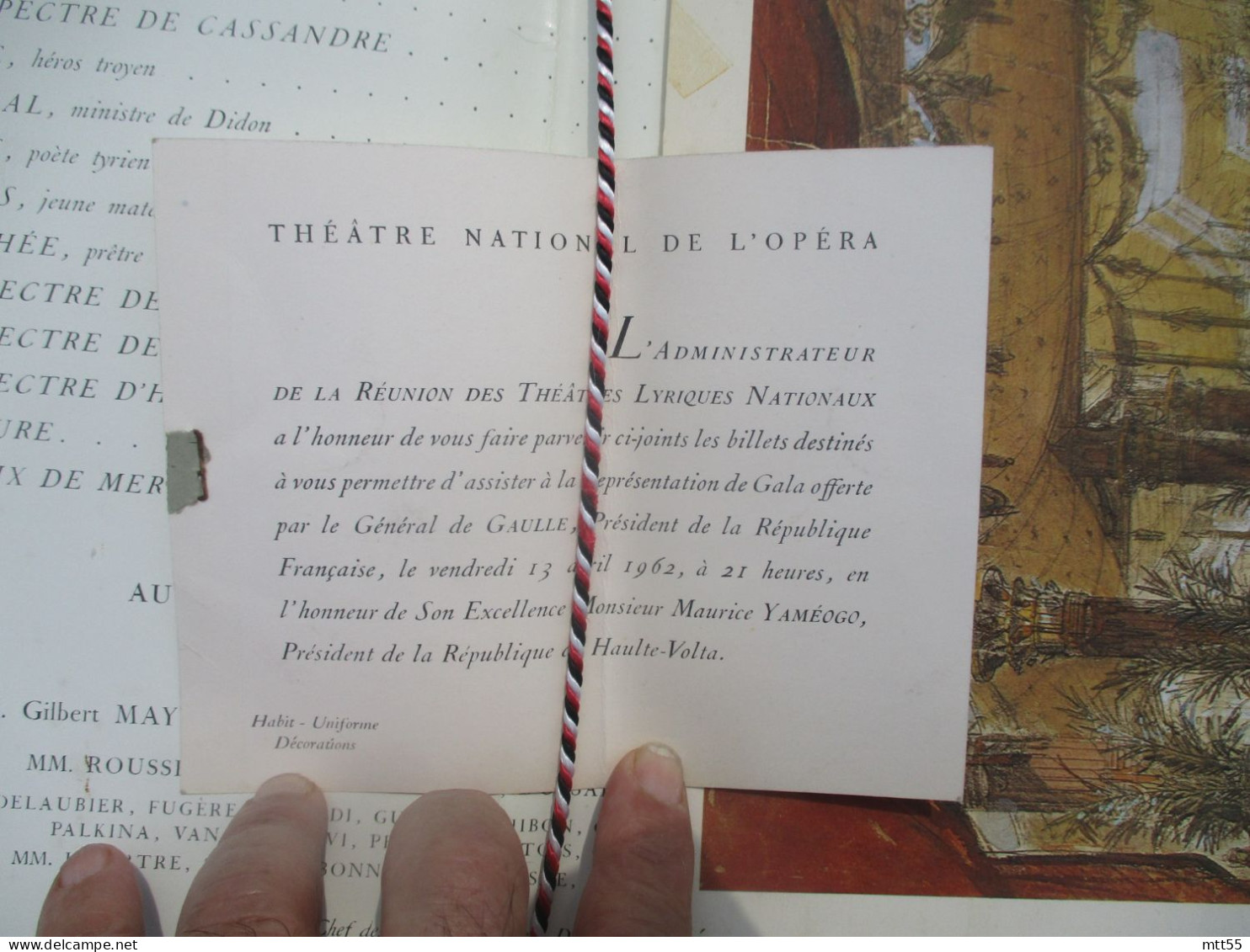 GENERAL DE GAULLE PROGRAMME SOIREE  OPERA BERLIOZ PRESIDENT HAUTE VOLTA YAMEOGO - Programs