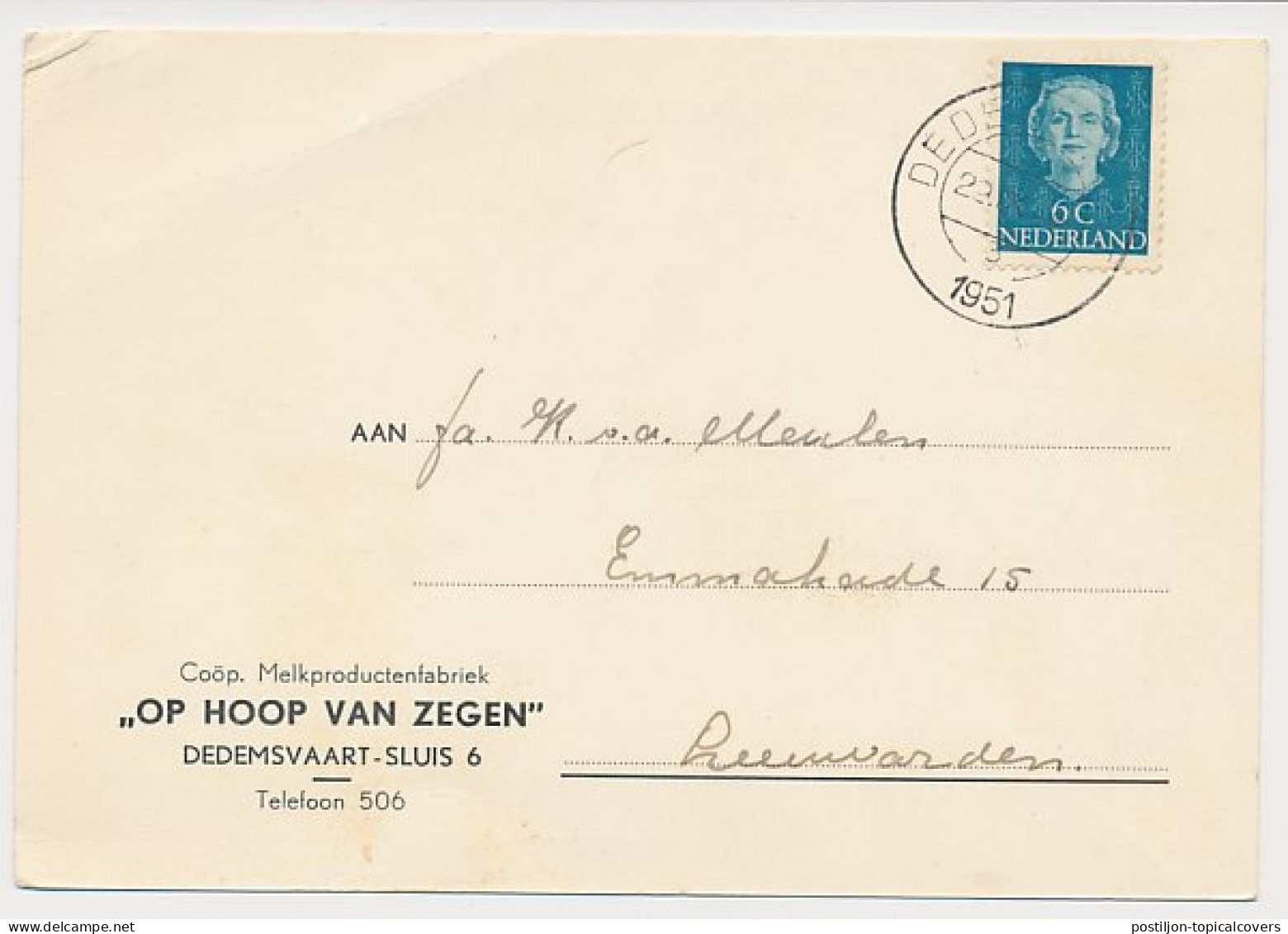 Firma Briefkaart Dedemsvaart Sluis 1960 - Melkproductenfabriek - Non Classés