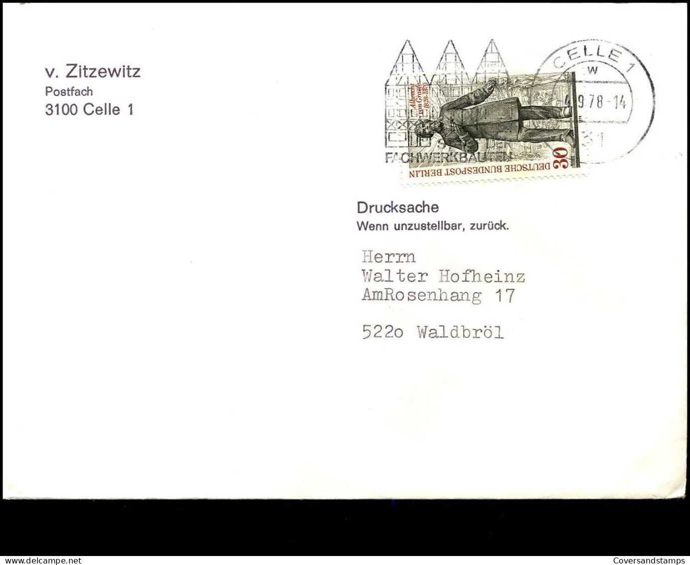 Cover To Waldbröl - "v. Zitzewitz, Celle" - Covers & Documents