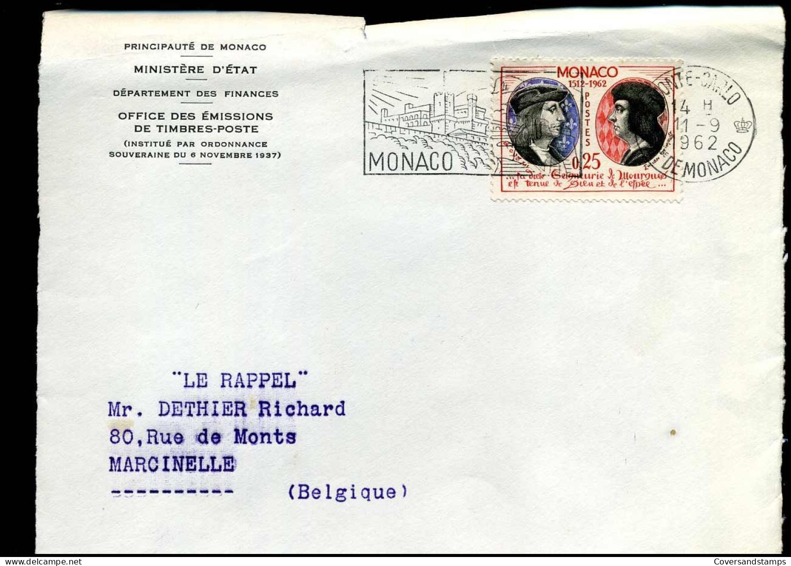 Coverfront To Marcinelle, Belgium - Lettres & Documents