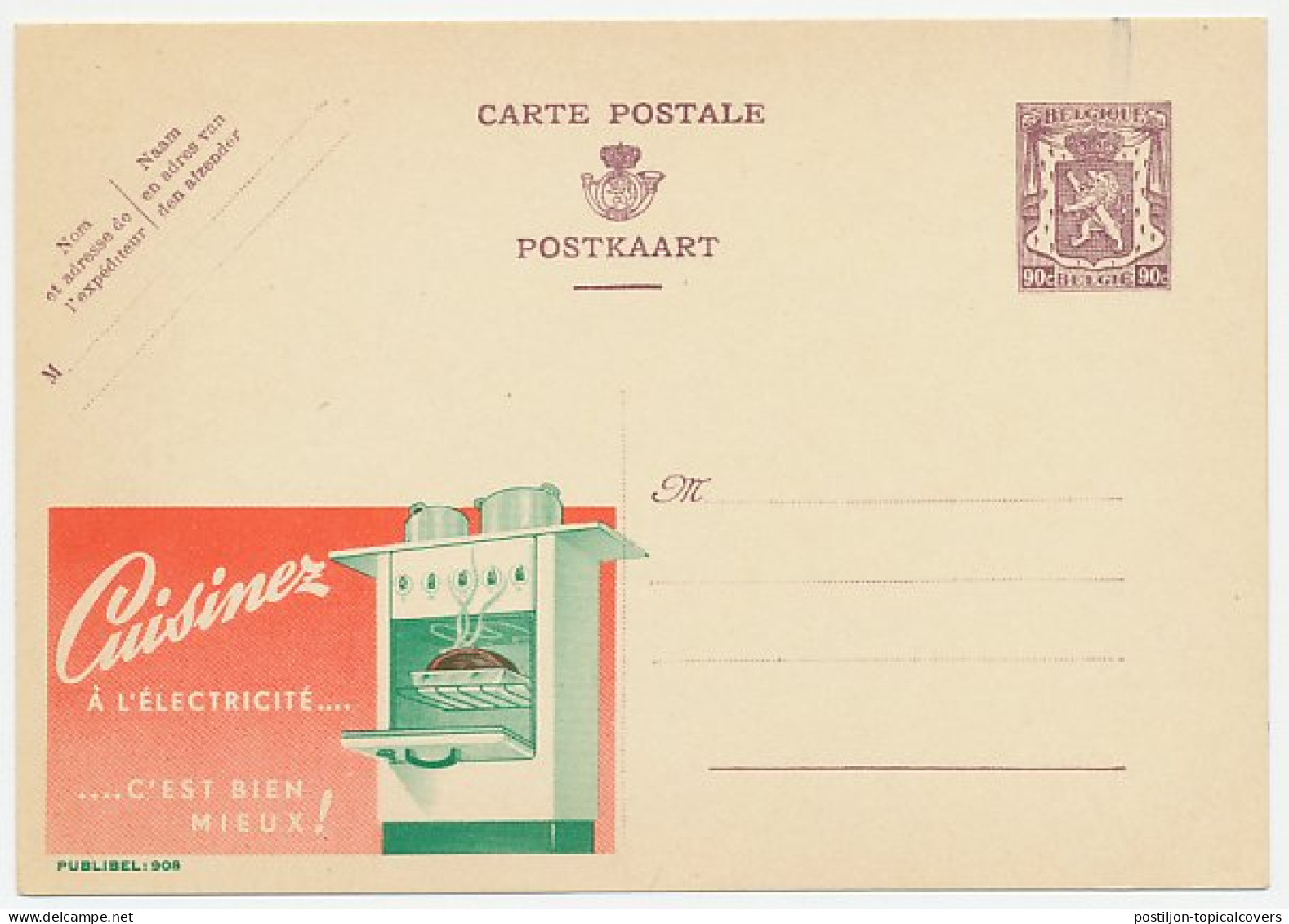 Publibel - Postal Stationery Belgium 1948 Electric Kitchen - Non Classés