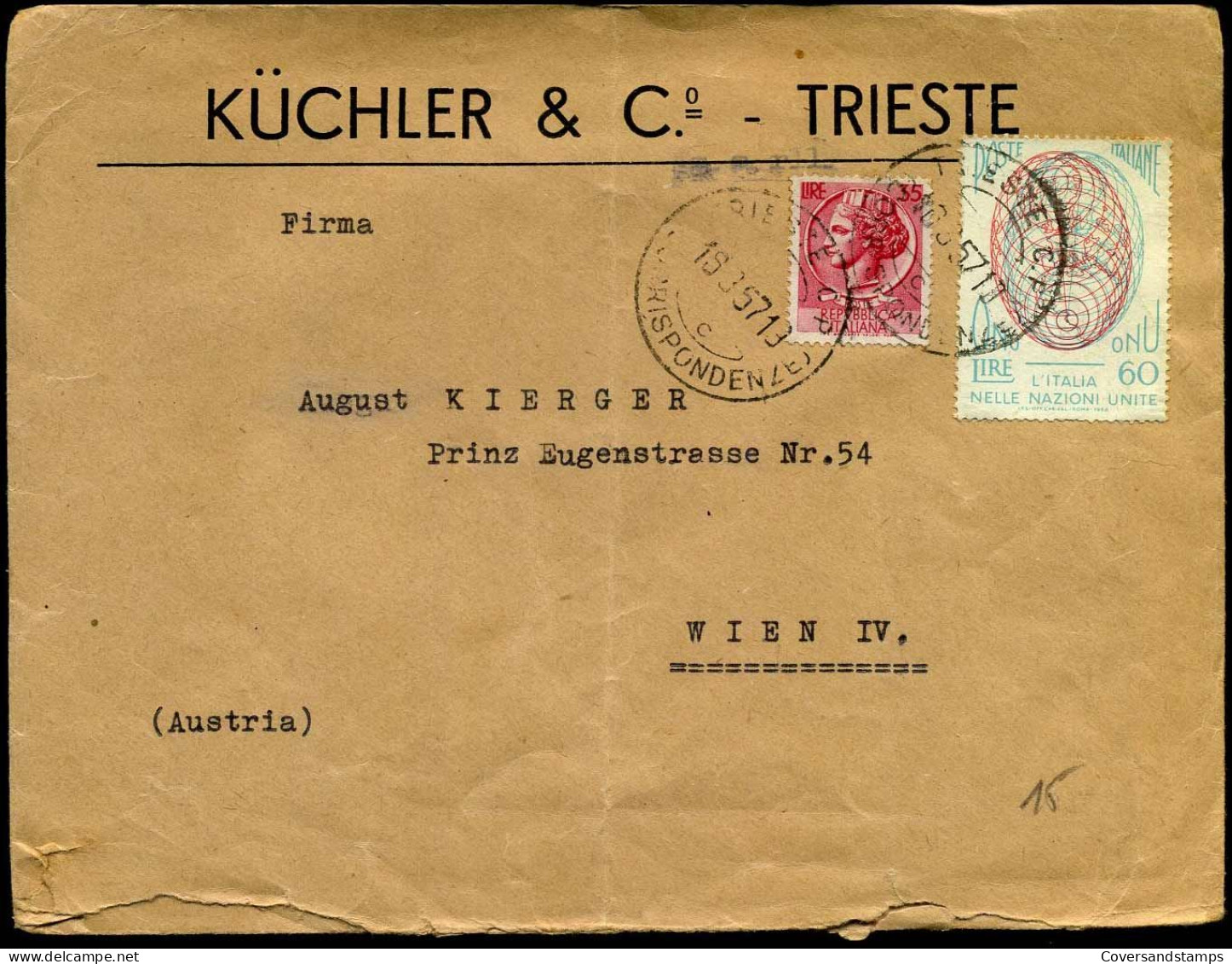 Cover To Vienna, Austria - "Küchler & Co, Trieste" - 1946-60: Marcophilia