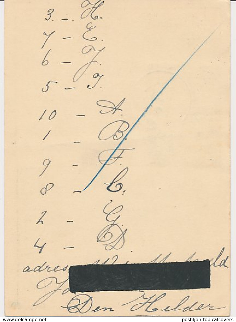 Briefkaart G. 234 Den Helder - S Gravenhage 1933 - Entiers Postaux