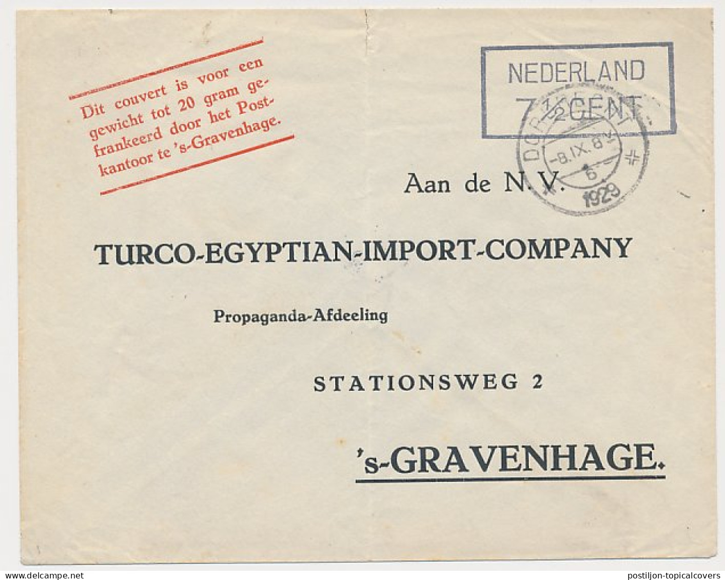 Antwoordenvelop Geuzendam PP29-3 - Baarfrankering 1929 - Postal Stationery