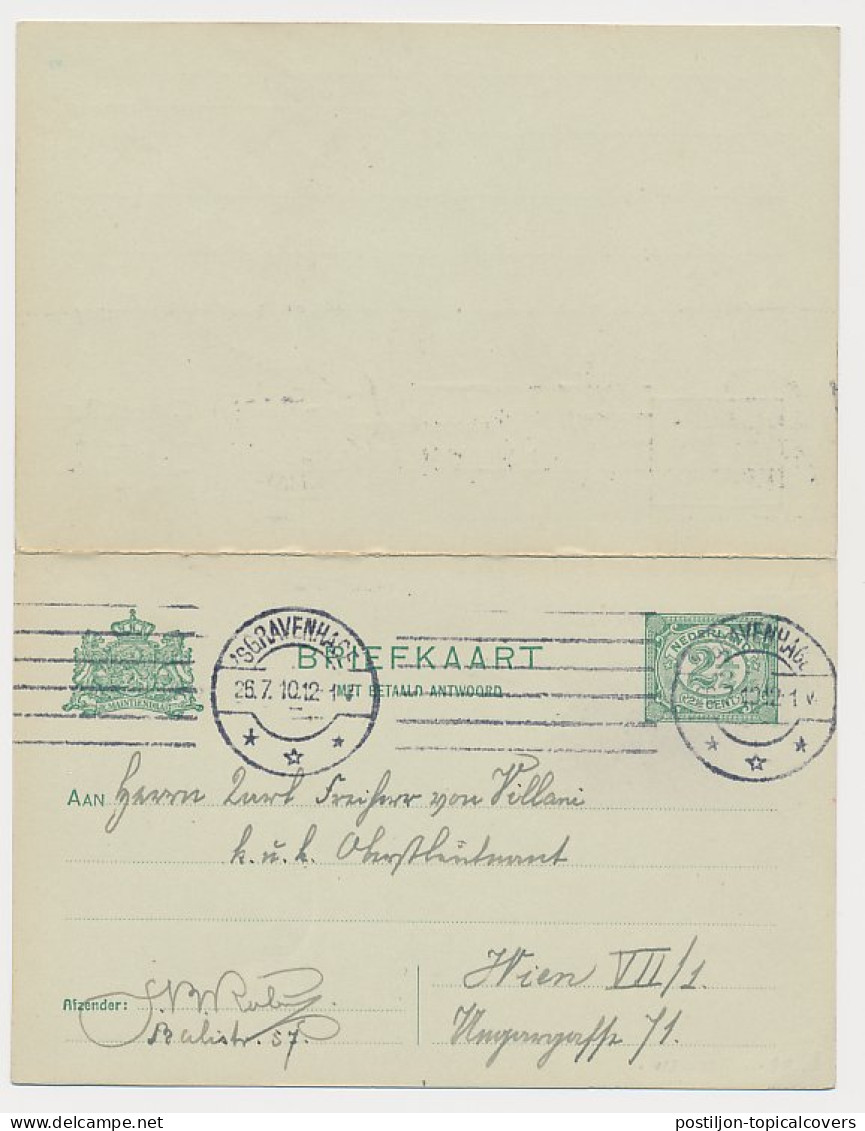 Briefkaart G. 81 II S Gravenhage - Oostenrijk 1910 (niet Beport) - Postal Stationery