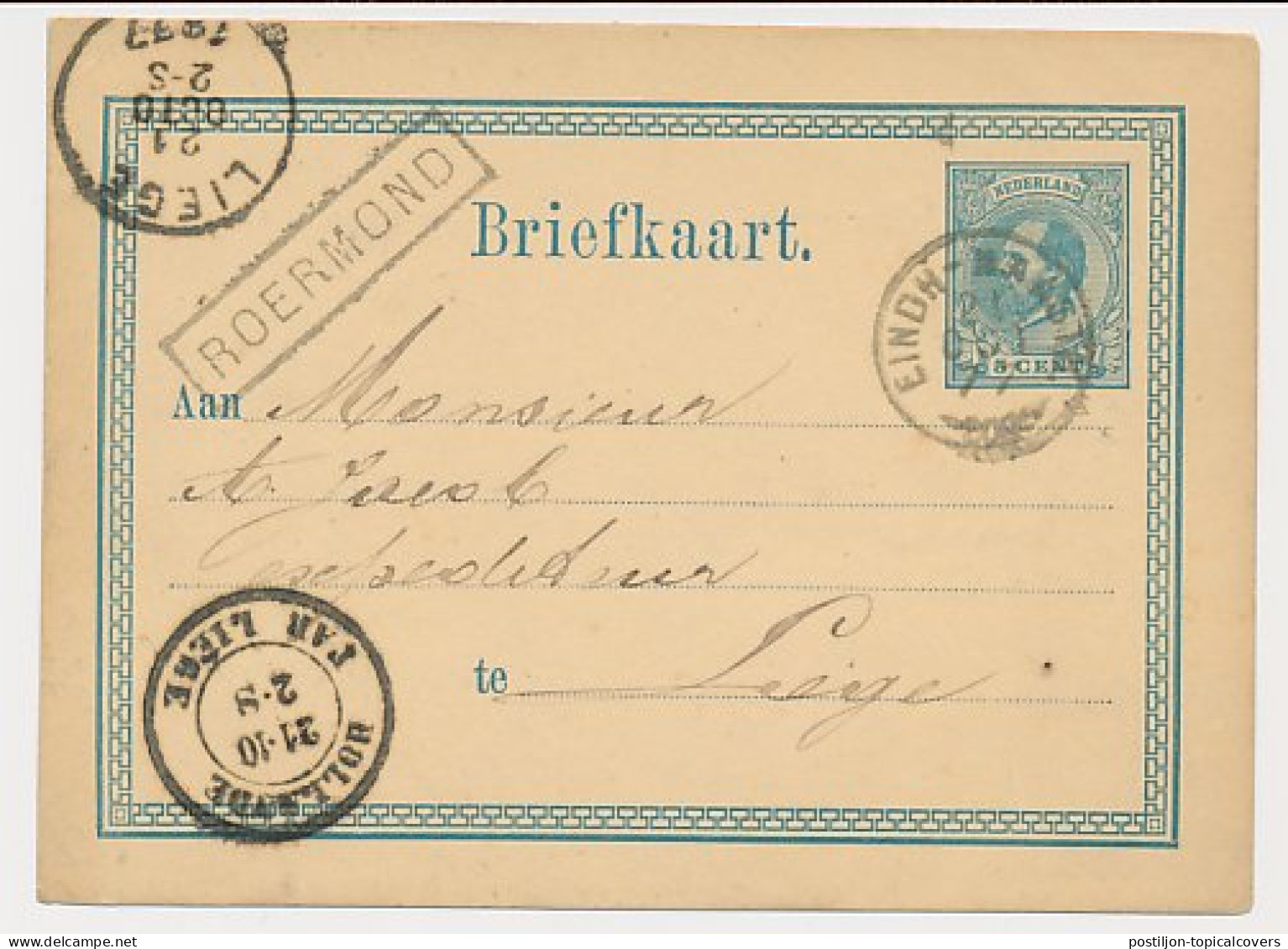 Trein Haltestempel Roermond 1877 - Briefe U. Dokumente