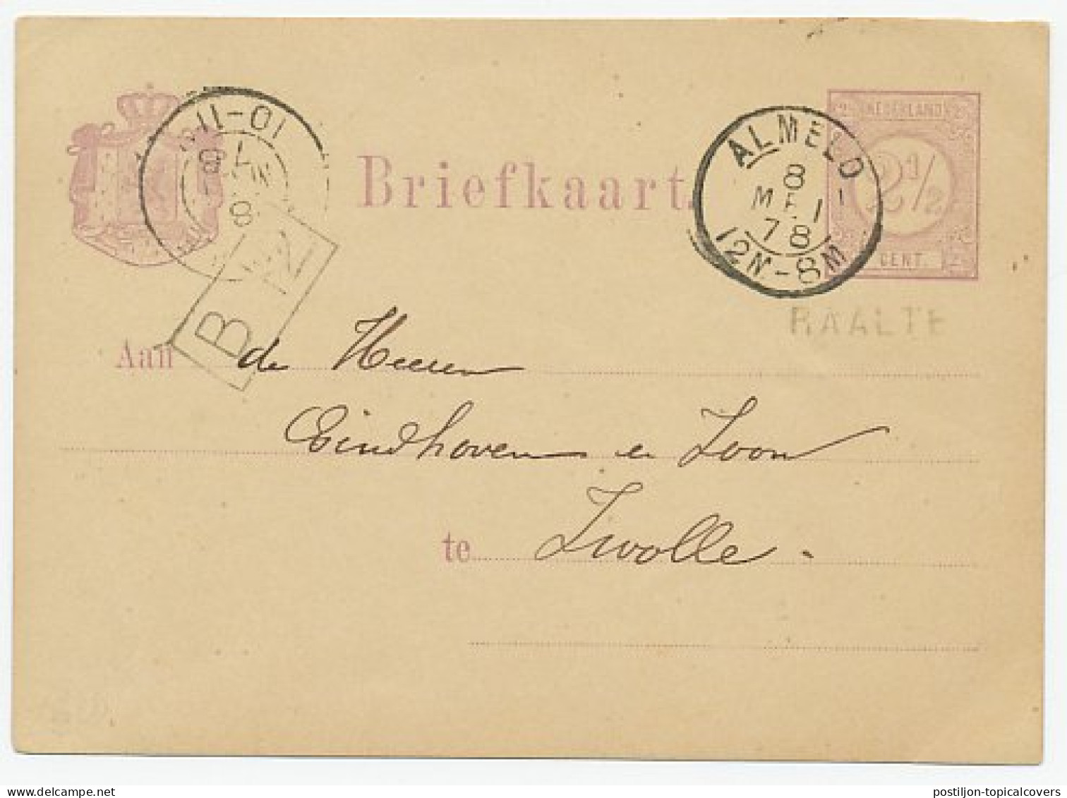 Naamstempel Raalte 1878 - Lettres & Documents