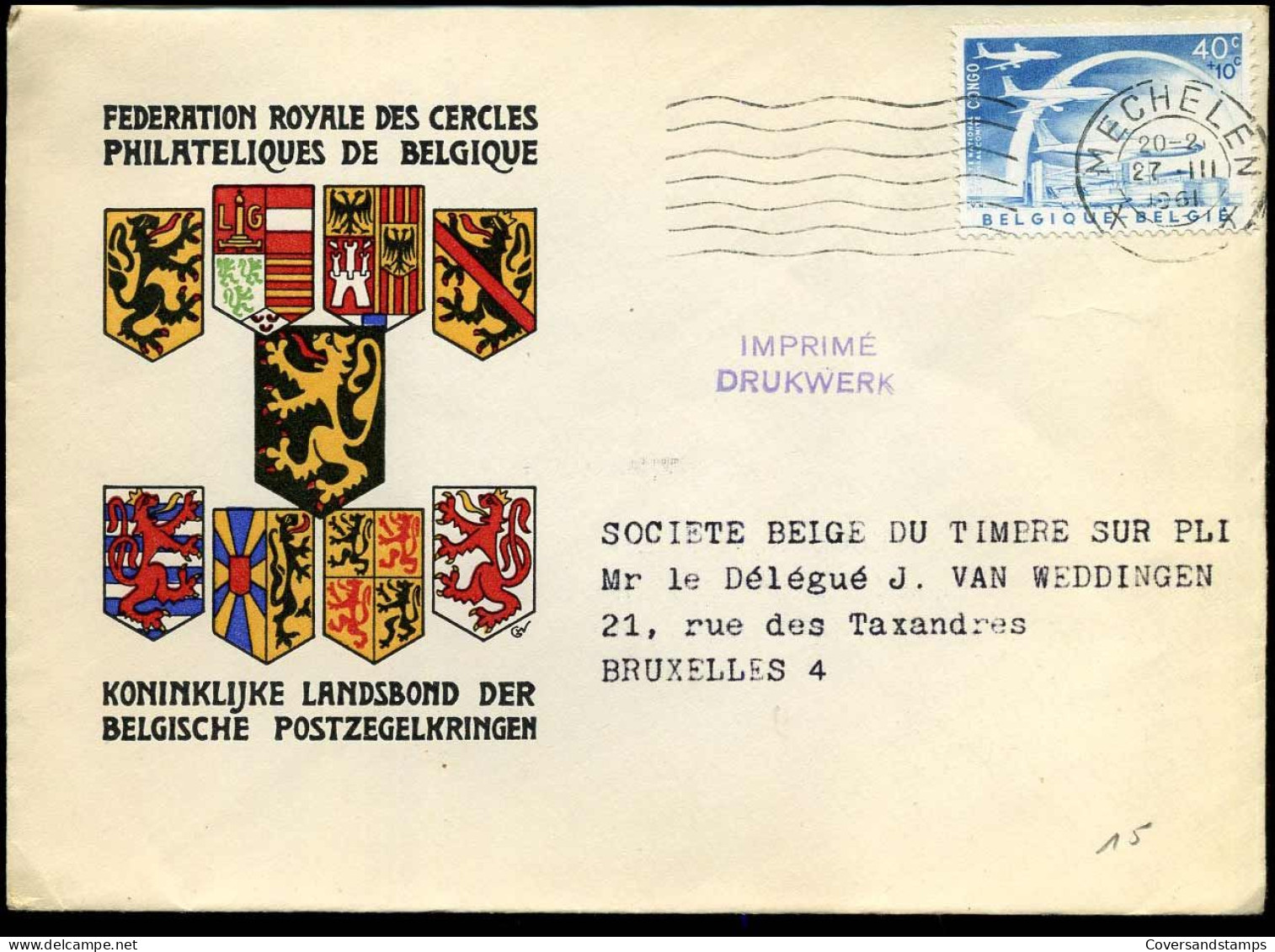 Cover - " Fédération Royale Des Cercles Philatéliques De Belgique" - Lettres & Documents