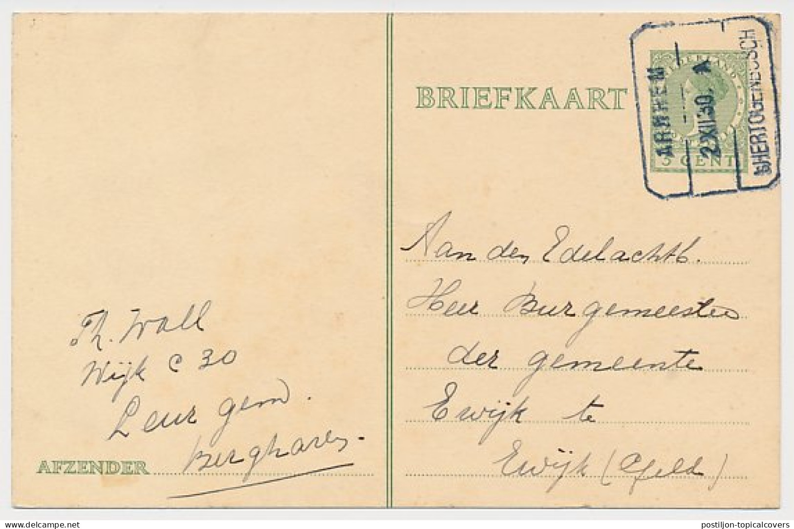Treinblokstempel : Arnhem - S Hertogenbosch A 1930 ( Leur ) - Non Classés
