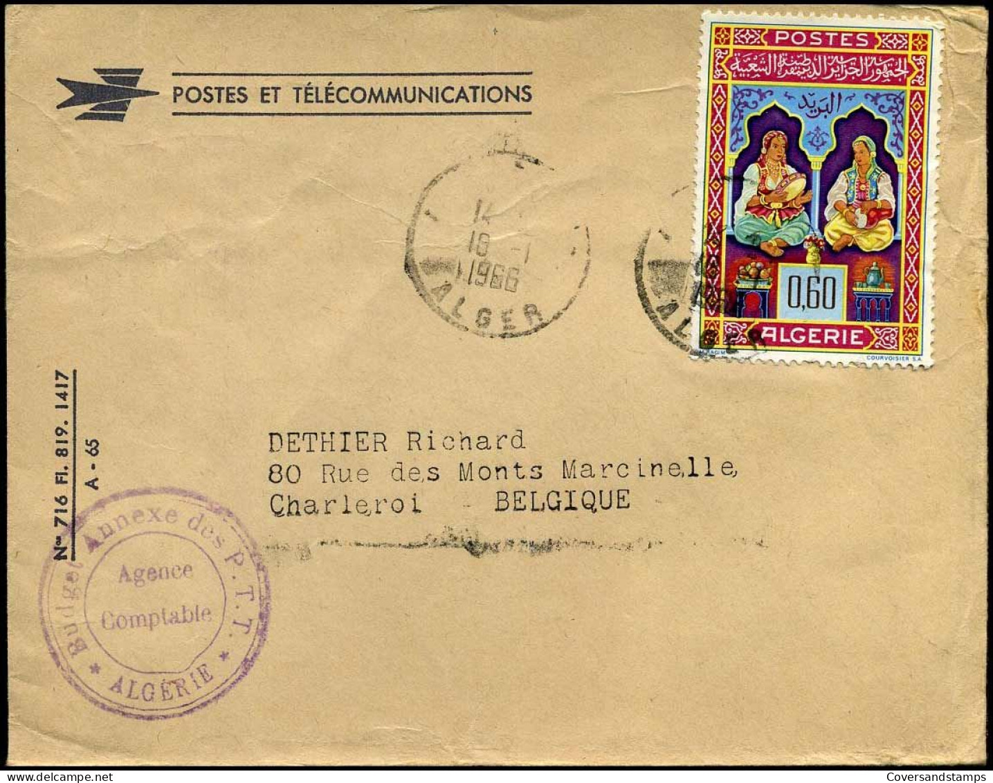 Cover To Charleroi, Belgium - Algeria (1962-...)