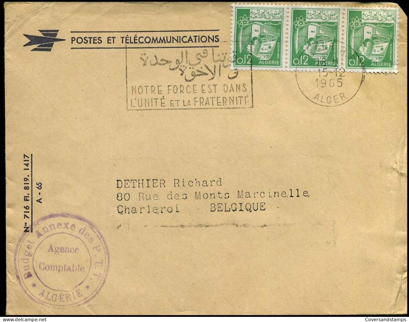 Cover To Charleroi, Belgium - Algerije (1962-...)