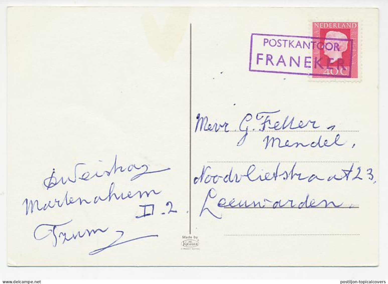 Nieuwjaarshandstempel : Postkantoor Franeker - Unclassified