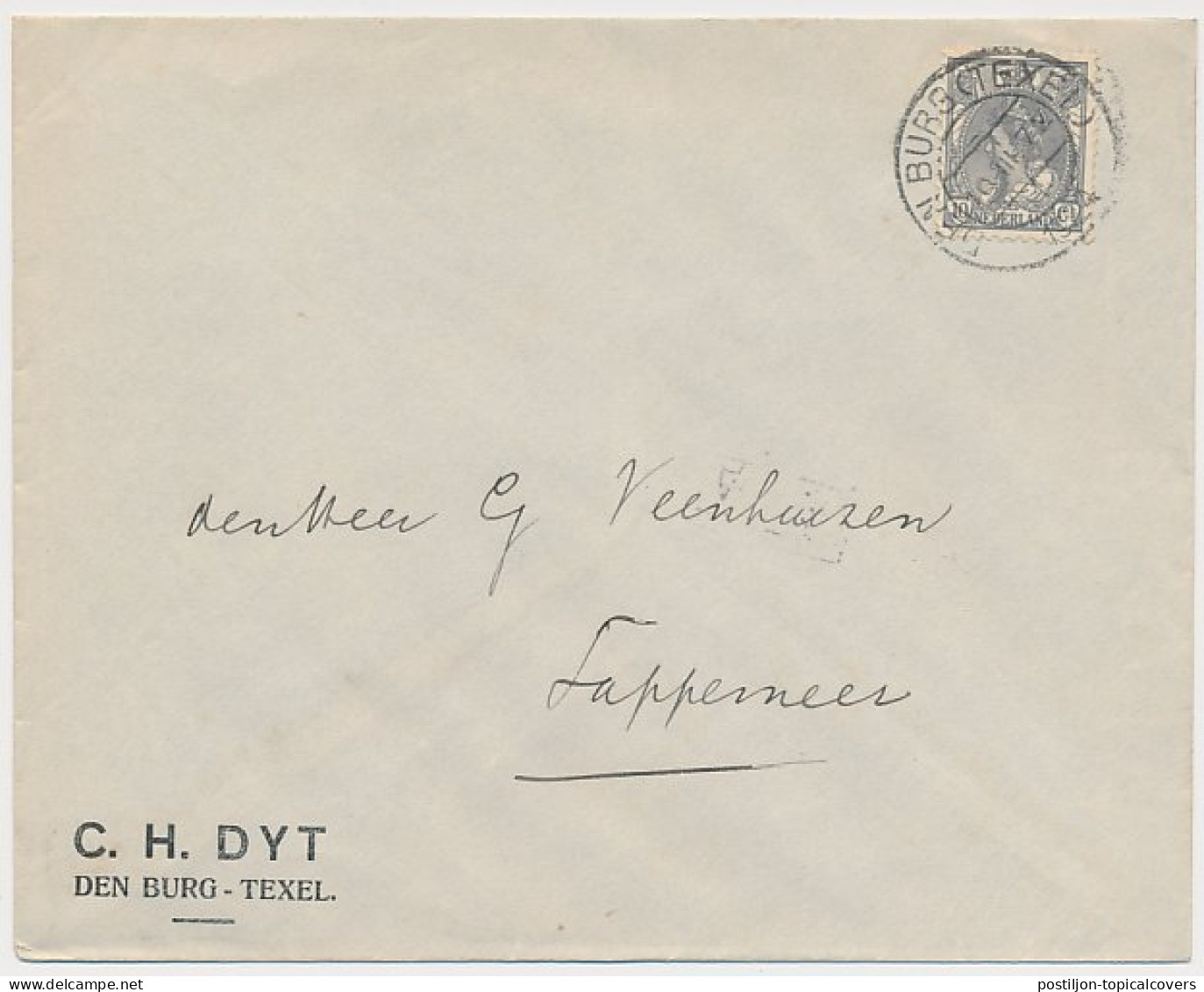 Firma Envelop Den Burg Texel 1924 - C.H. Dyt - Non Classés